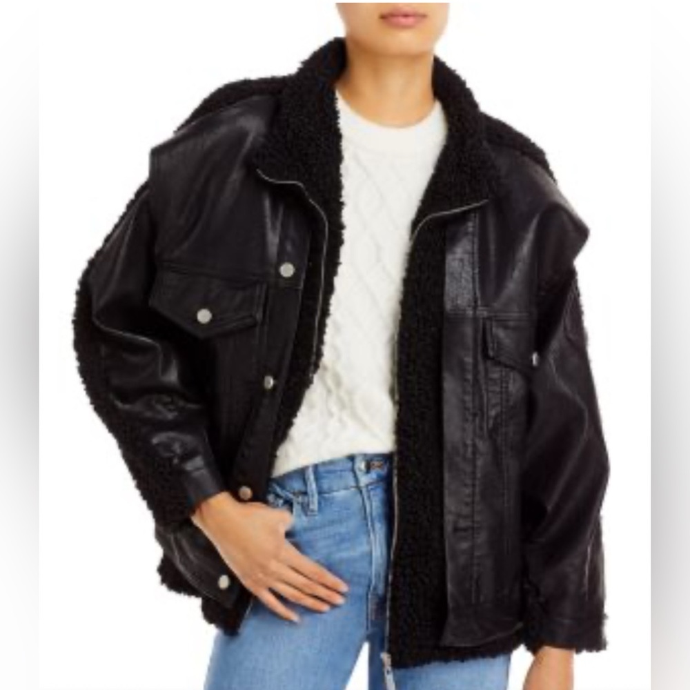 BlankNYC Stylish faux Black Leather with Sherpa Jacket. NWT